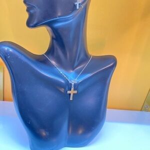 Cross necklace earrings set NWT